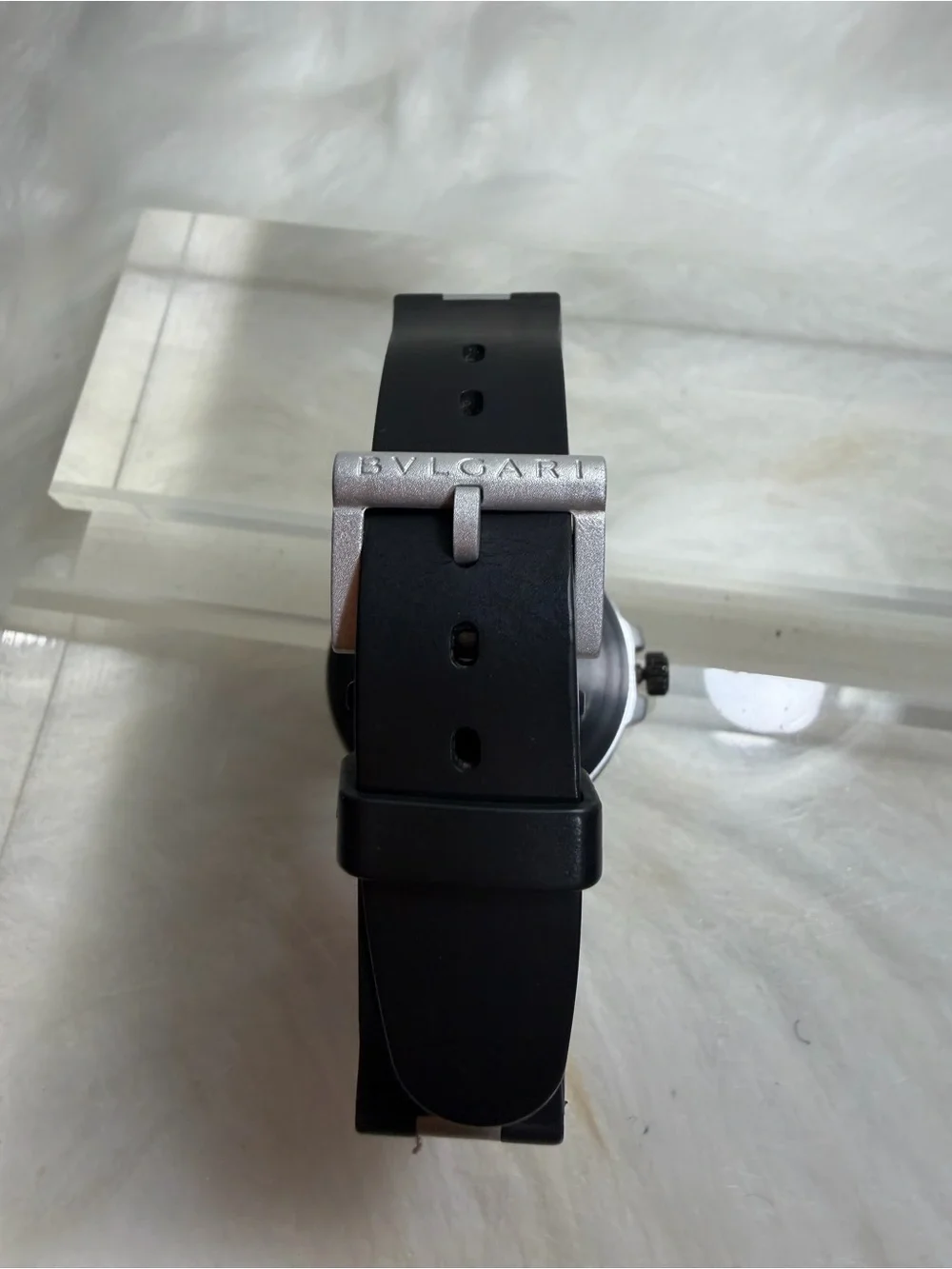 Bulgari Aluminum Watch in Black and White with Red Accents